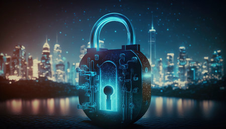 A cyber security in the city. Generative AIの素材