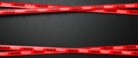 Black friday tape on the black background. 3d illustration.の写真素材