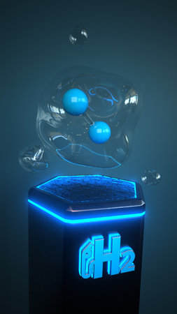H2 molecule in the bubble. 3d illustration.の写真素材