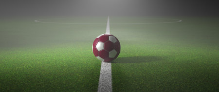 Football in Qatar national colors on the ground. 3d illustration.の写真素材