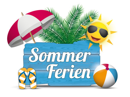 German text Sommerferien, translate Summer Holidays. Eps 10 vector file.のイラスト素材