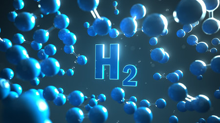 H2 molecules in the dark. 3d illustration.の写真素材
