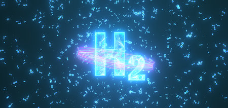 H2 molecules in the dark. 3d illustration.の写真素材