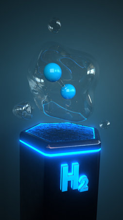 H2 molecule in the bubble. 3d illustration.の写真素材