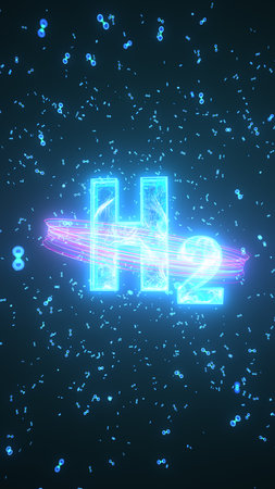H2 molecules in the dark. 3d illustration.の写真素材