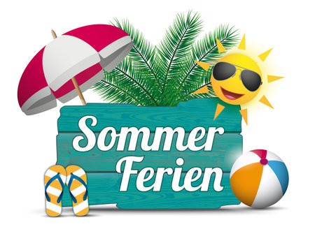 German text Sommerferien, translate Summer Holidays. Eps 10 vector file.のイラスト素材