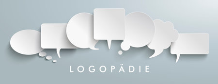 German text Logopaedie, translate Logopedics. Eps 10 vector file.のイラスト素材