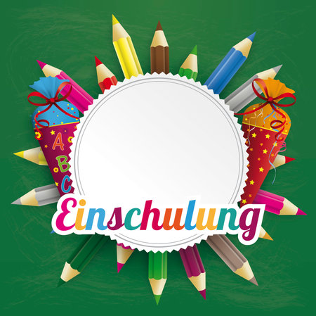 German text Einschulung, translate Enrollment. Eps 10 vector file.のイラスト素材