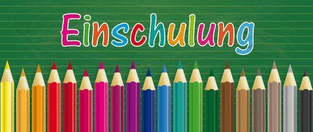 German text Einschulung, translate Enrollment. Eps 10 vector file.のイラスト素材