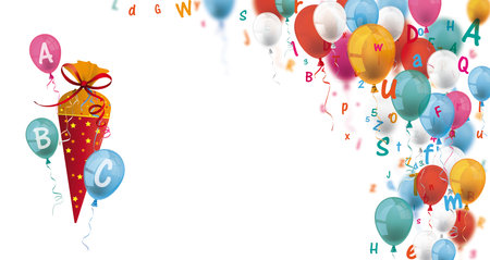 Colored balloons and letters on the white background. Eps 10 vector file.のイラスト素材