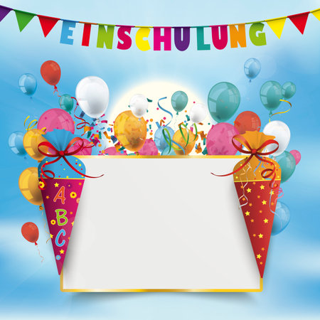 German text Einschulung, translate Enrollment Eps 10 vector file.のイラスト素材