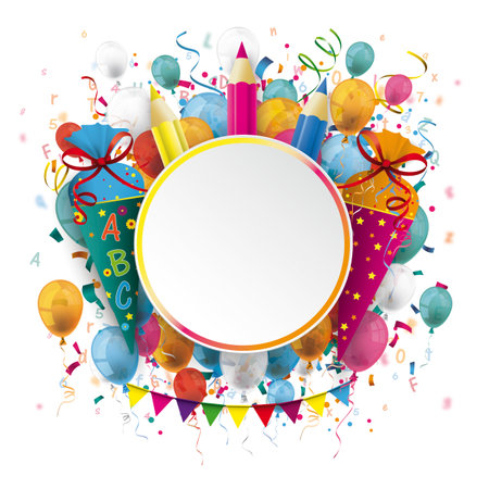 Back to school cover with colored balloon in the white background. Eps 10 vector file.のイラスト素材