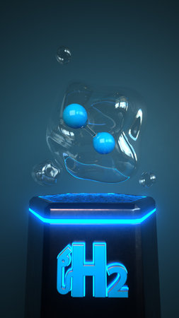 H2 molecule in the bubble. 3d illustration.の写真素材