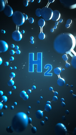 H2 molecules in the dark. 3d illustration.の写真素材