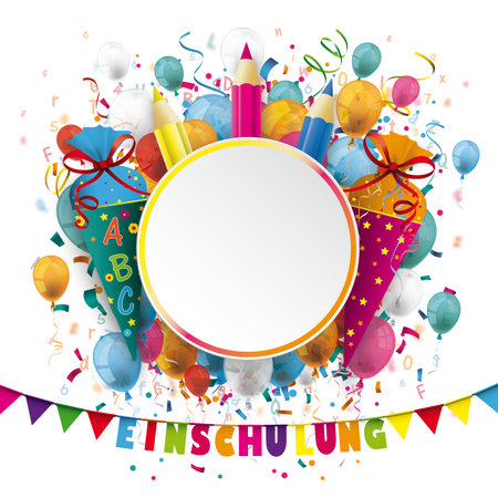 German text Einschulung, translate Enrollment Eps 10 vector file.のイラスト素材
