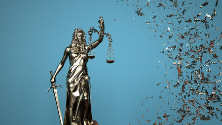Legislative reform concept with lady justice statue. 3d illustrations.の写真素材