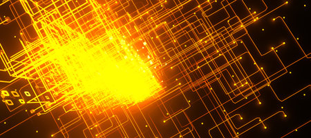 Concept of big data, machine learning, AI and virtual reality. 3d illustration.の写真素材