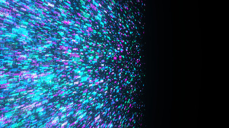 Futuristic AI prompt matrix on the dark background. 3d illustrations.の写真素材