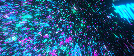 Futuristic AI prompt matrix on the dark background. 3d illustrations.の写真素材