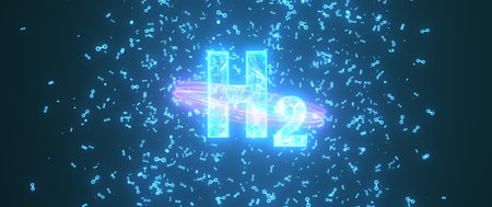 H2 molecules in the dark. 3d illustration.の写真素材