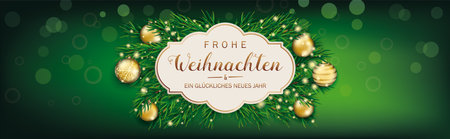 German text Merry Christmas and Happy New Year, translate Merry Christmas and Happy New Year. Eps 10 vector file.のイラスト素材