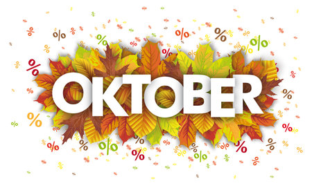 German text October, translate October. Eps 10 vector file.のイラスト素材
