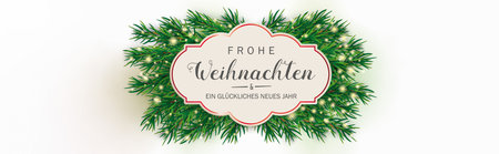 German text Merry Christmas and Happy New Year, translate Merry Christmas and Happy New Year. Eps 10 vector file.のイラスト素材