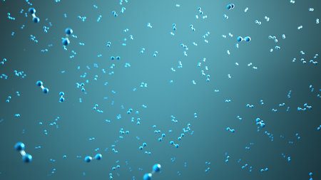 H2 molecules in the liquid. 3d illustrations.の写真素材