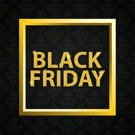 Golden text Black Friday on the dark background. Eps 10 vector file.のイラスト素材