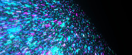 Futuristic AI prompt matrix on the dark background. 3d illustrations.の写真素材