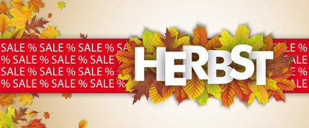 German text Autumn, translate Autumn. Eps 10 vector file.のイラスト素材