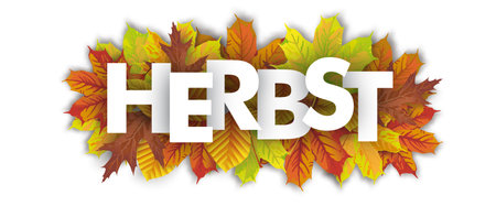 German text Autumn, translate Autumn.のイラスト素材