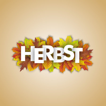 German text Autumn, translate Autumn.のイラスト素材