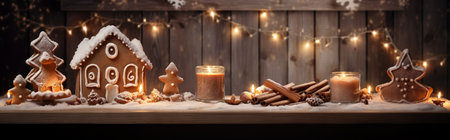 Christmas gingerbread cookies on the table. Generative AIの素材