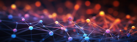 Abstract colorful networks background. Generative AI.の素材