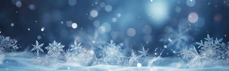 Blue magic winter background banner. Generative AI.の素材