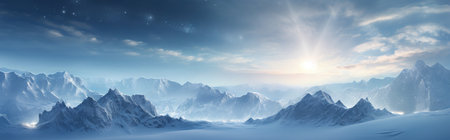 The snow-covered mountains view. Generative AIの素材