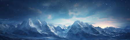 The snow-covered mountains view. Generative AIの素材