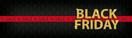 Banner with the text Black Friday and red ribbon with the text Sale. Eps 10 vector file.のイラスト素材