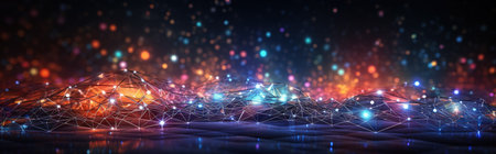 Abstract colorful networks background. Generative AI.の素材