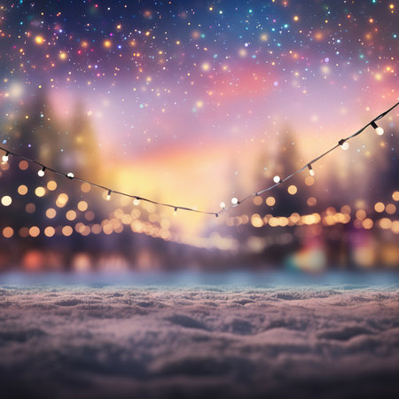Winter fest cover with fairy lights. Generative AIの素材