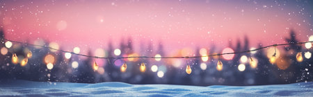 Winter festival banner with fairy lights. Generative AIの素材