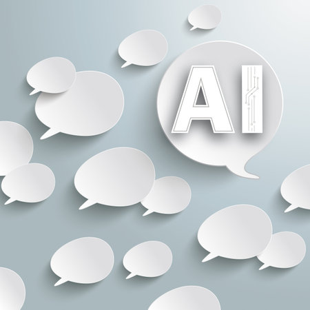 White speech bubbles with the text AI on the grey background. Eps 10 vector file.のイラスト素材