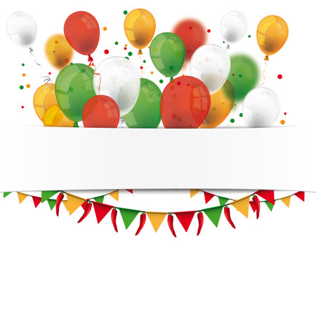 A cover for Cinco de Mayo with colored balloons and buntings. Eps 10 vector file.のイラスト素材