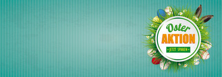 German text Osteraktion, Jetzt Sparen, translate Easter Sale, Save Now. Eps 10 vector file.のイラスト素材