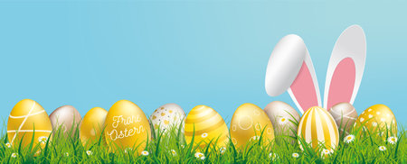 German text Frohe Ostern, translate Happy Easter. Eps 10 vector file.のイラスト素材