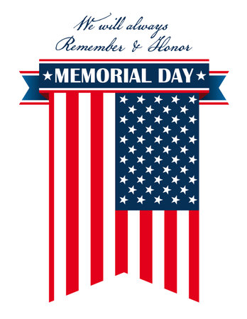 Memorial Day letter design with US-Flag. Eps 10 vector file.のイラスト素材