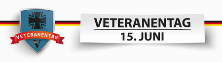 German Text Veteranentag 15. Juni, translate Veterans Day June 15th.  Eps 10 vector file.のイラスト素材