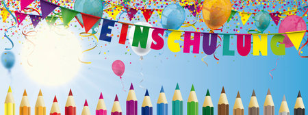 German text Einschulung, translate Enrollment Eps 10 vector file.のイラスト素材
