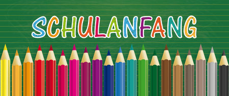 German text Schulanfang, translate Back to School. Eps 10 vector file.のイラスト素材